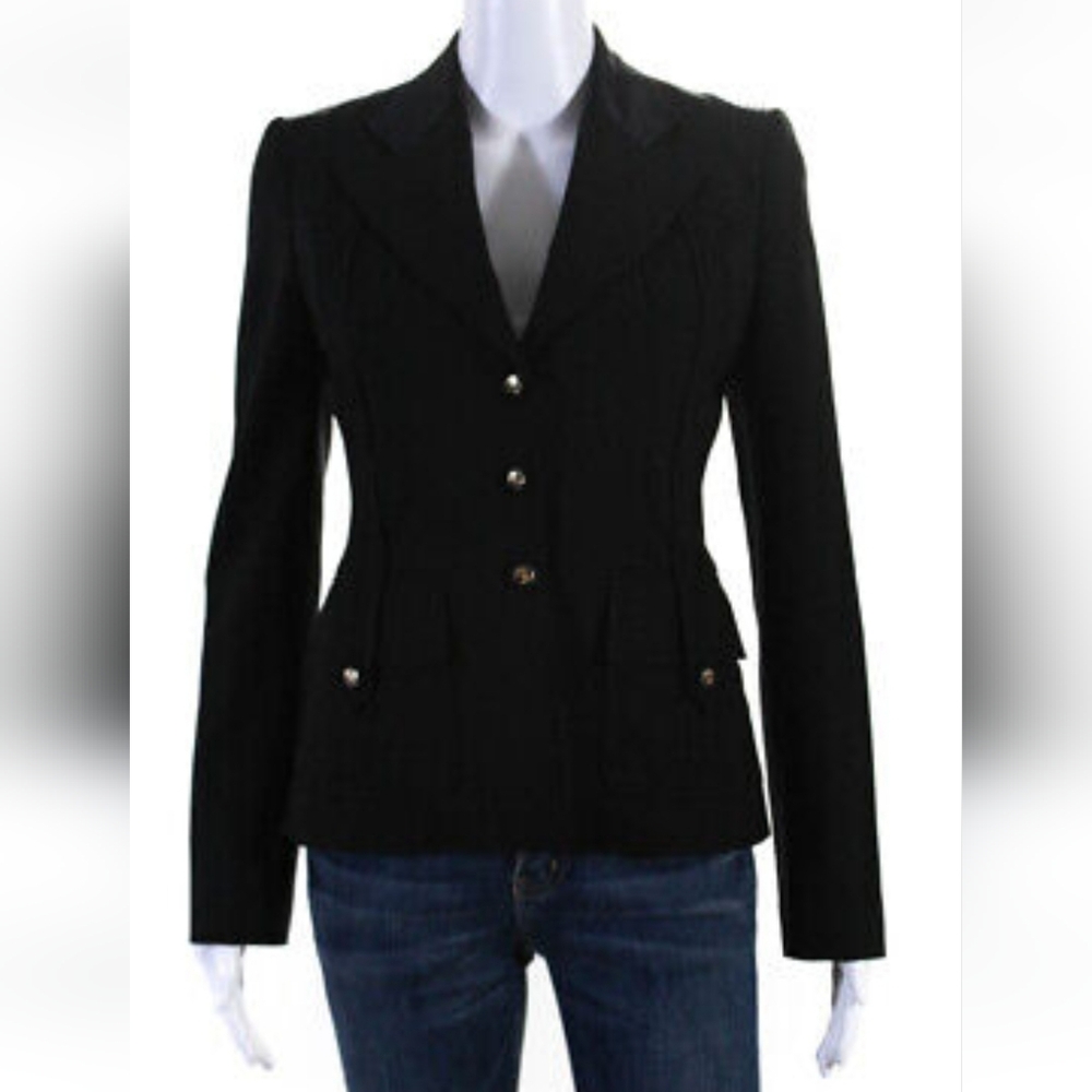 Roberto Cavalli Womens 4 Pocket Blazer Black Size 38